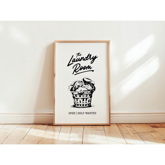 Help Wanted Laundry Room Wall Art, Unframed Canvas Size 12x18