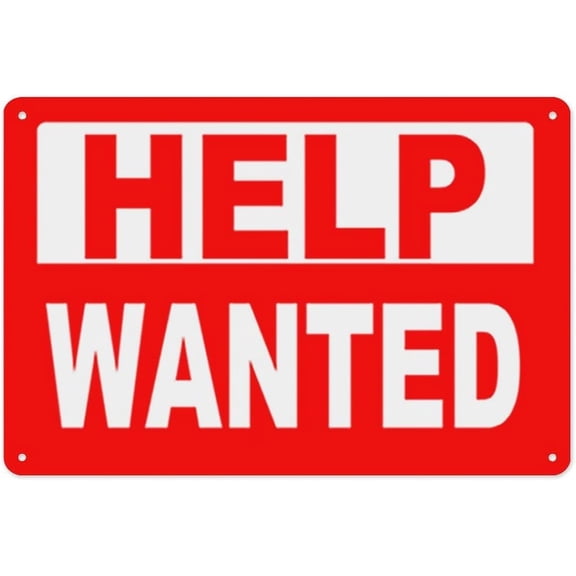Help Wanted Sign 8"x12" - Aluminum Tin Warning for Home Outdoor Garden, High-Visibility Recruitment Decor for Business