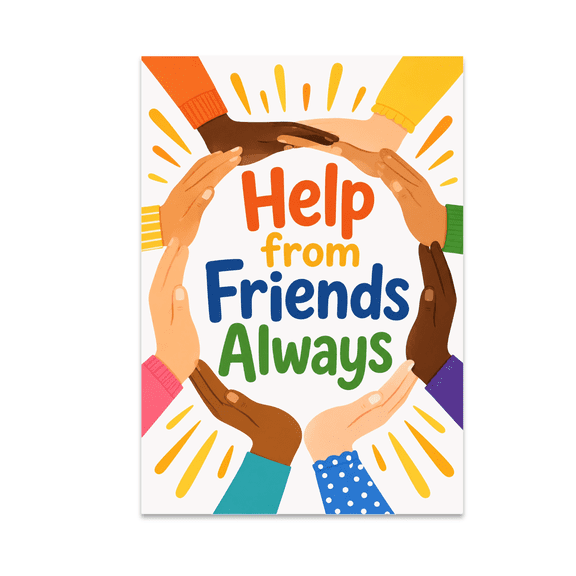 Help from Friends Always - Inclusive Education Supporter - 13x19 Poster Print