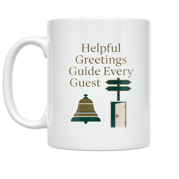 Helpful Greetings Guide Every Guest - School Reception Enthusiast - 11 oz Ceramic Coffee Mug