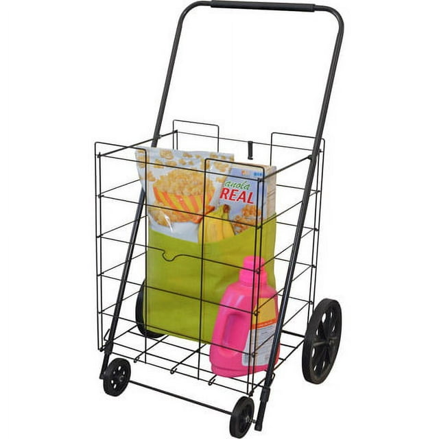 Helping Hand 4-Wheel Jumbo Folding Shopping Cart, Black