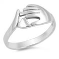 thumbnail image 1 of Helping Hand Heart Friendship Gift Ring .925 Sterling Silver Band Jewelry Female Male Unisex Size 8, 1 of 4