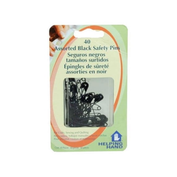 Helping Hands 40 Piece Black Saftey Pins - Pack of 24
