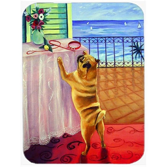 Helping Himself Pug Glass Cutting Board - Large, 15 x 12 in.