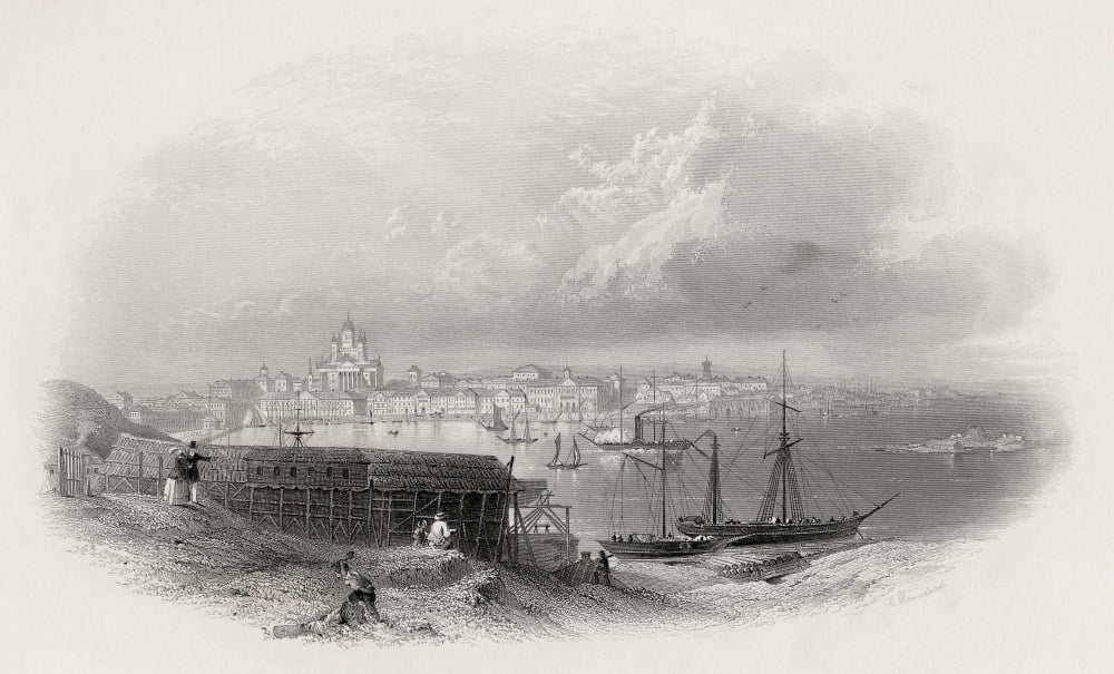 Helsingfors Finland Engraved By E Brandard Canvas Art - Ken Welsh Design Pics (18 x 11)