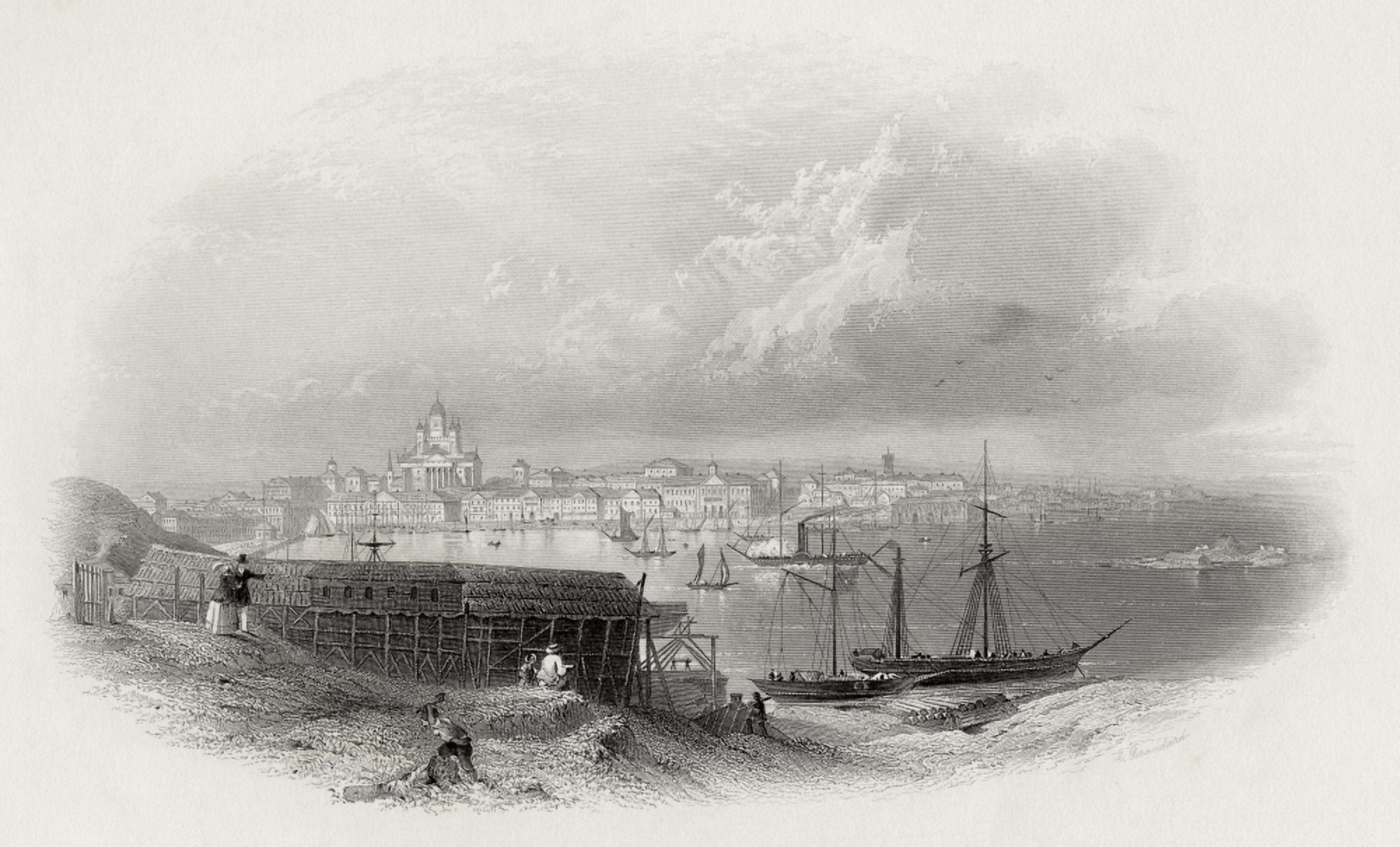 Helsingfors Finland Engraved By E Brandard Canvas Art - Ken Welsh Design Pics (36 x 22)