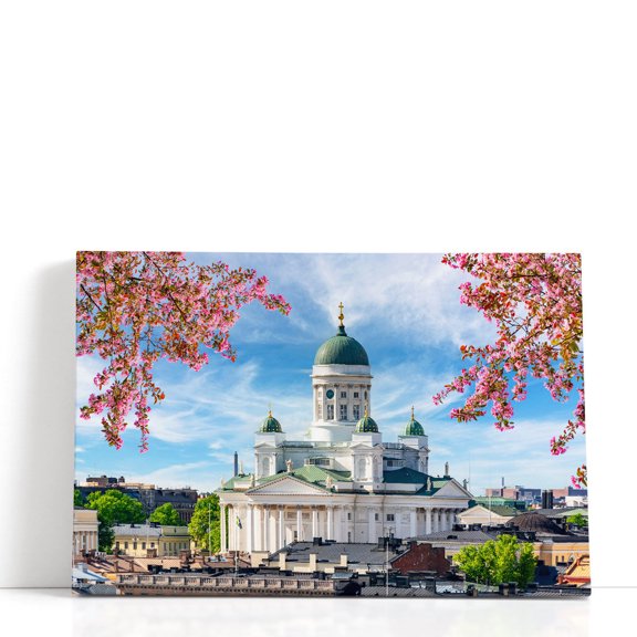 Helsinki Cathedral over City Center in Spring, Finland - Wrapped Canvas Print Wall Art | 36" W x 24" H