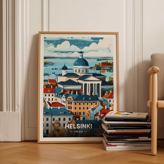 Helsinki Finland Cityscape Travel Wall Art 3, Unframed Canvas 8x10in