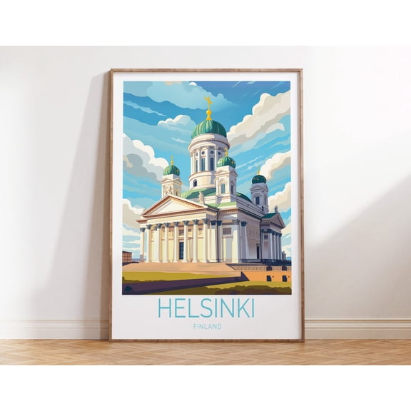 Helsinki Finland Housewarming Birthday Travel Scenery Wall Art, Unframed Canvas Size 16x24
