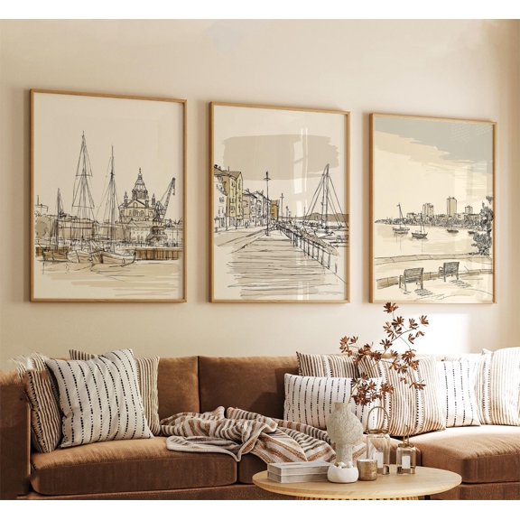 Helsinki Finland Poster Pink Coastal City Wall Art Home Decor Office Wall Art Set 3