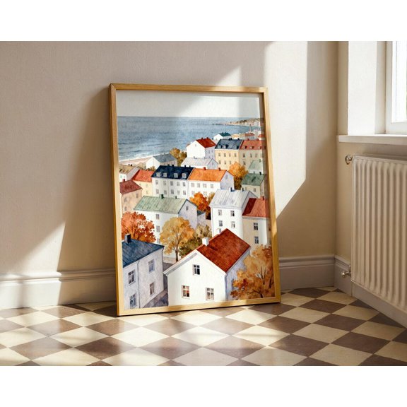 Helsinki Scandinavian City Nordic Rooftops Finland Travel Decor, Unframed Poster