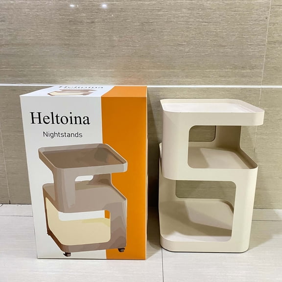 Heltoina Nightstands,Side Table,Modern end Table,Metal nightstand,Bedside Tables,Accent Table with Storage for Living Room Bedroom entryway Couch,no Assembly Required(Off-White)