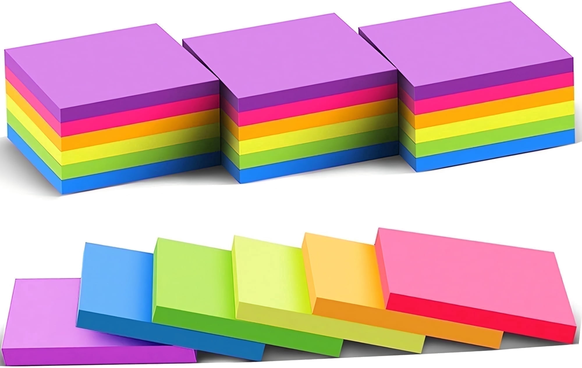 Notes Pade Heluo.Zu 24 Pads Sticky Notes 3x3,Self-Stick Mini Notepad 74 Sheet/Pad ...