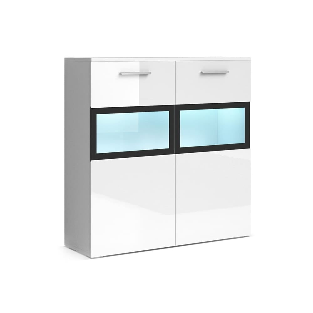 Gloss White Freestanding Office Cabinet with LED Lighting