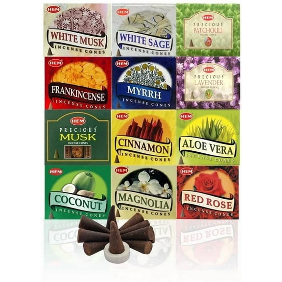 Hem 12 Assorted Boxes Of Incense Cones, 12 X 10 (120 Total)