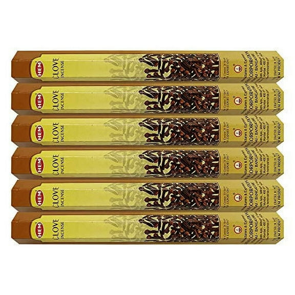 Hem Clove Incense Sticks Agarbatti Masala - Pack of 6 Tubes, 20 Sticks Each Box, Total 120 Sticks