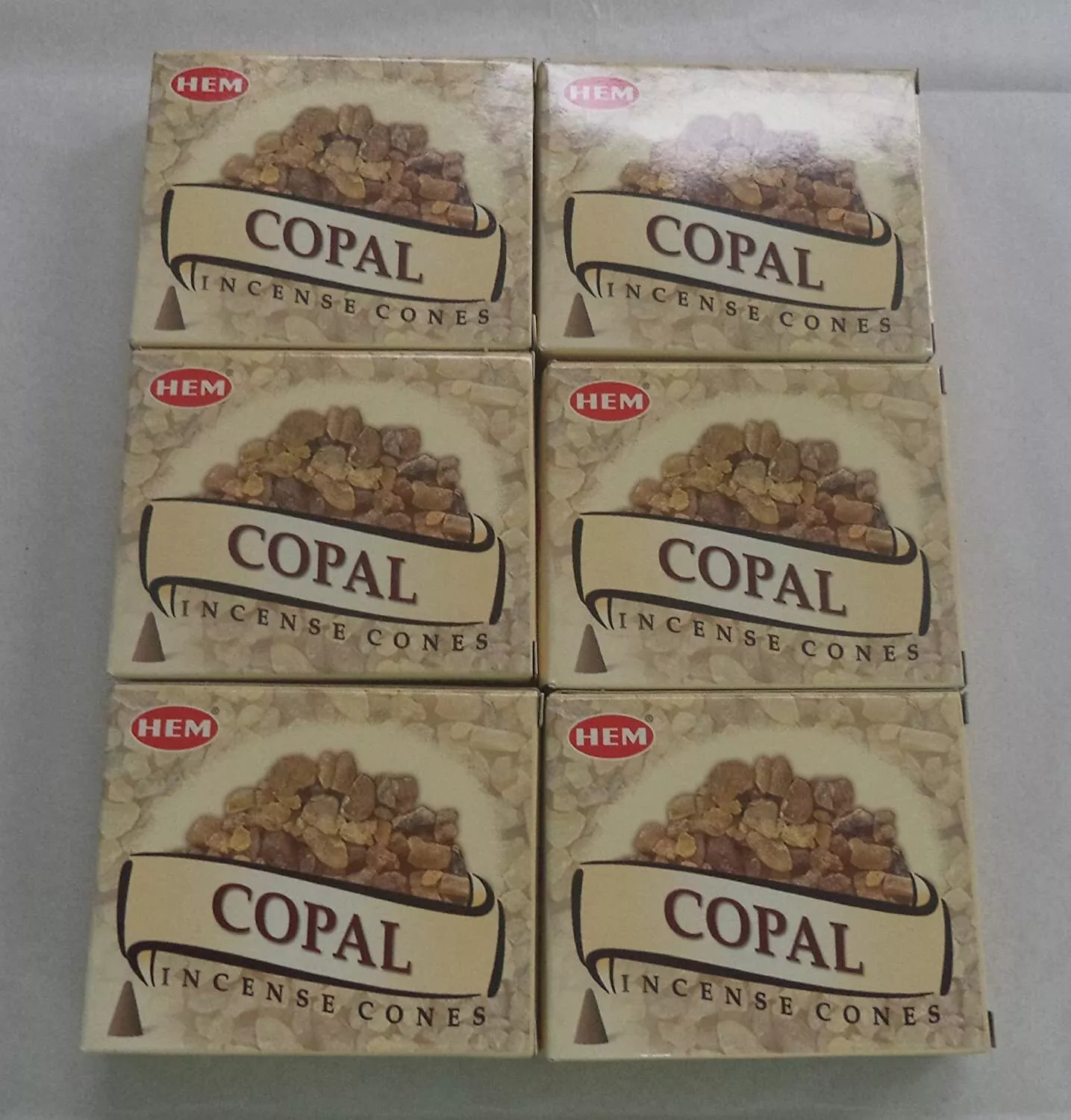 Hem Copal Incense Cones, 6 Packs Of 10 Cones = 60 Cones