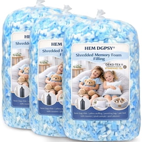 Hem Dgpy Bean Bag Filler,15lbs Soft and Comfortable Shredded Memory Foam | Blue&White Stuffing for Pillow, Punching Bag, Dog Bed, Couch Cushion,supportive,OEKO-TEX certified,clean & odor-free Filling