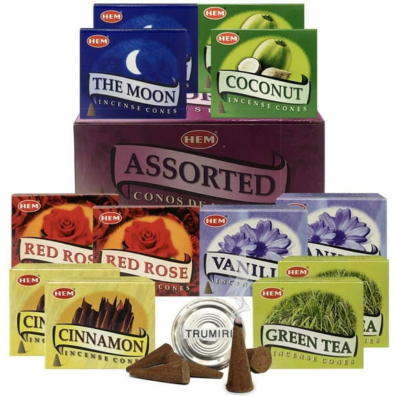 Hem Incense Cones Variety Pack #1 And Cone Incense Burner Bundle