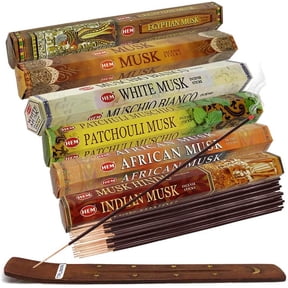 Hem Incense Sticks Variety Pack #17 And Incense Stick Holder Bundle With 6 Musk Fragrances