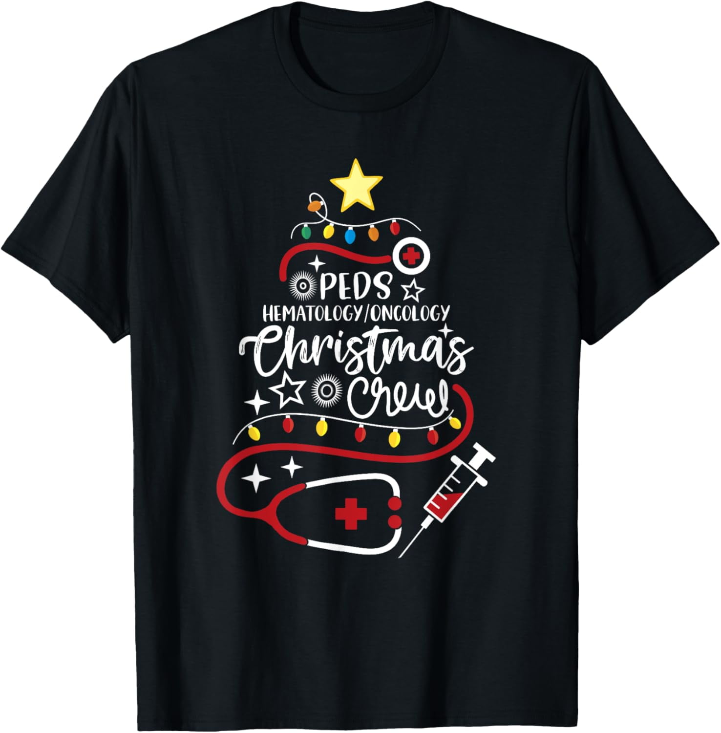 Hem/Onc Nurse Tech Peds Hematology/ Oncology Christmas Crew T-Shirt ...