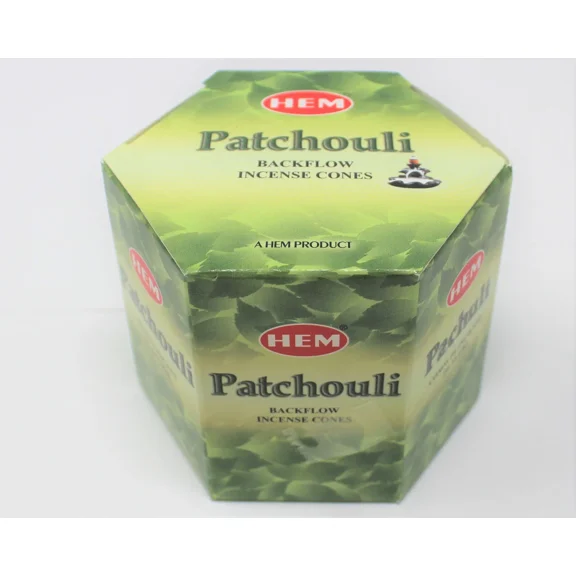 Hem Patchouli Backflow Incense Cones: Pack 40 (Back Flow Cones, Fountain Style)