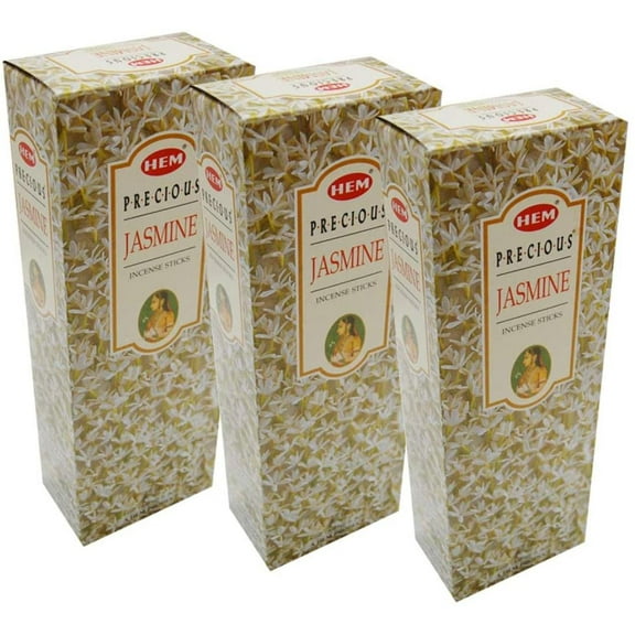 Hem Precious Jasmine Incense, 3 Boxes - (360 Sticks per Order) Bulk Order, Hand rolled By Brand Hem Incense