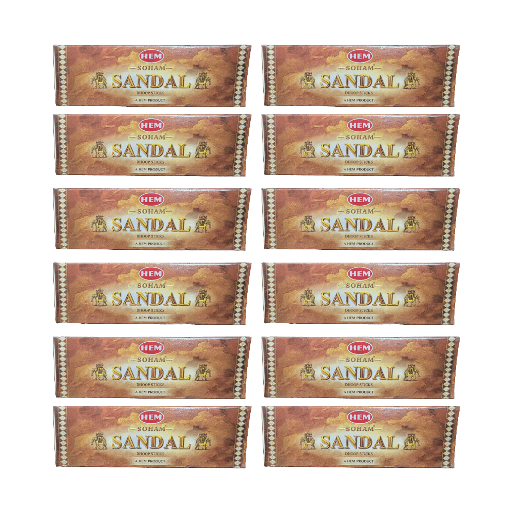 Hem Soham Sandal Dhoop Sticks – 20g x 12 Pack | Natural Sandalwood Incense | Long-Lasting Fragrance
