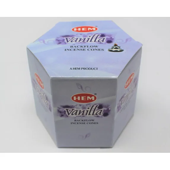 Hem Vanilla Backflow Incense Cones: Pack 40 (Back Flow Cones, Fountain Style)