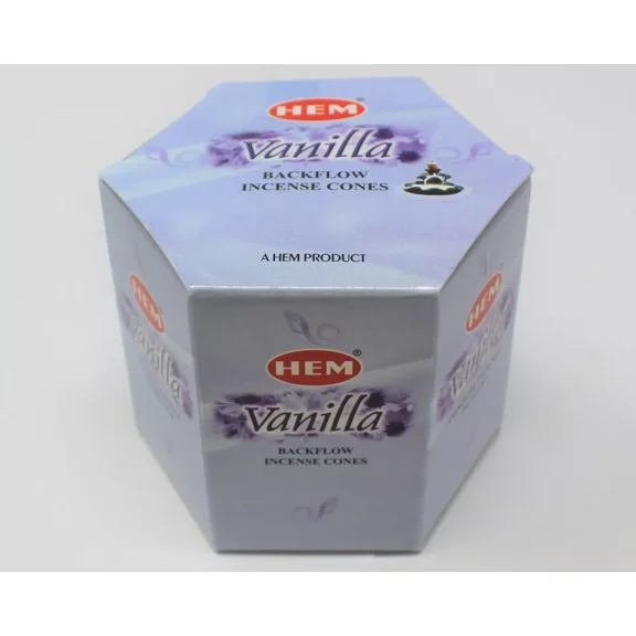 Hem Vanilla Backflow Incense Cones: Pack 40 (Back Flow Cones, Fountain Style)
