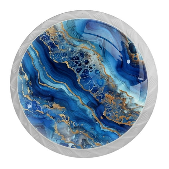 HemaKayy 4 Pack 1.37" Decorative Cabinet Knobs - Elegant ABS Glass Handles for Home Furniture Decor - Dresser Drawer Door Pulls - Perfect for Kitchen Bedroom - Abstract Marble Texture