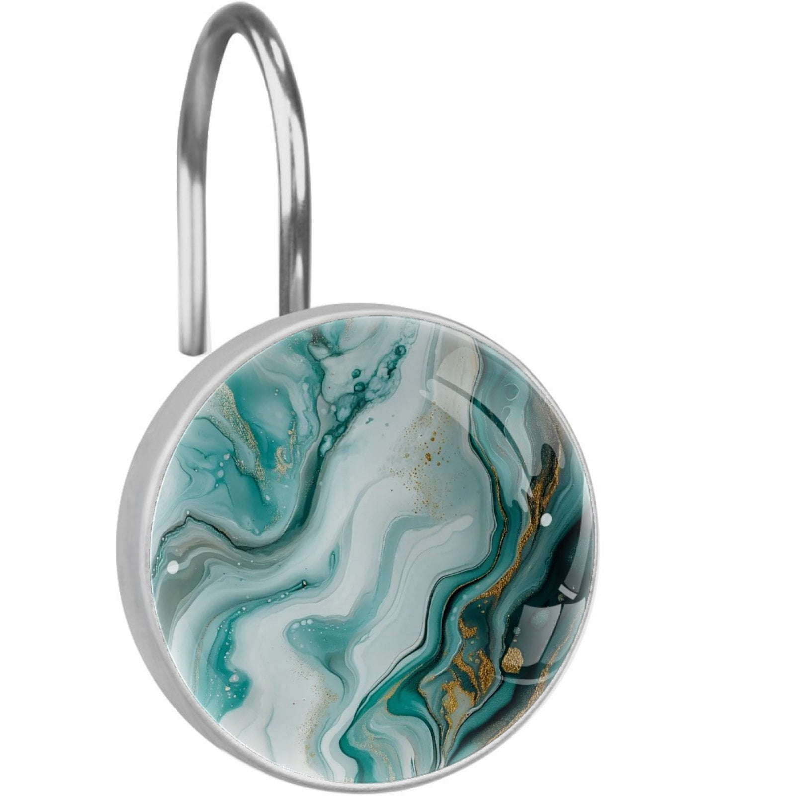 HemaKayy 12 Pcs Decorative Shower Curtain Hooks - Stainless Steel Rings for Bathroom Décor - Easy Glide & Secure Hold - Perfect Decoration for Bathroom Shower Rods - Marble Abstract Texture