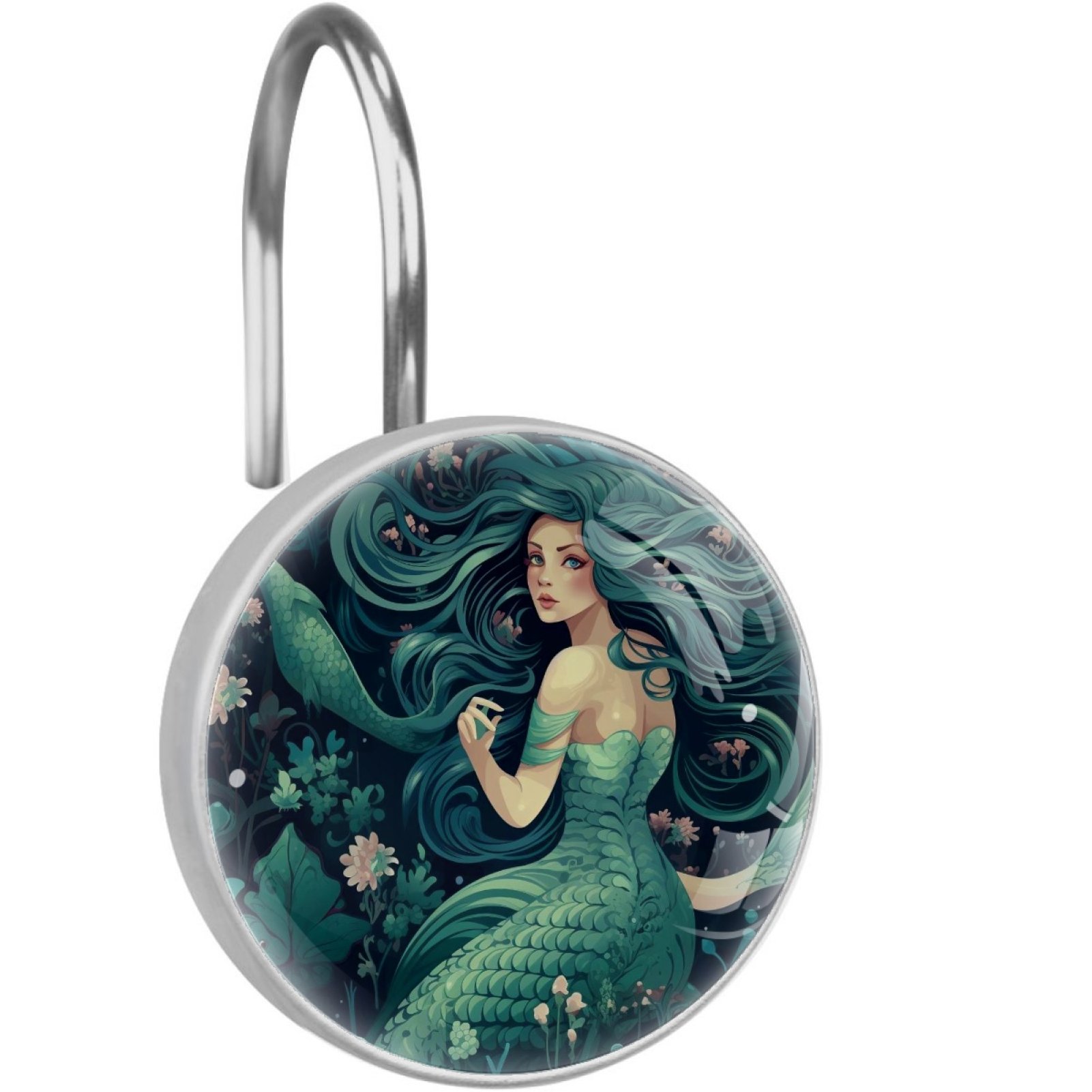 HemaKayy 12 Pcs Decorative Shower Curtain Hooks - Stainless Steel Rings for Bathroom Décor - Easy Glide & Secure Hold - Perfect Decoration for Bathroom Shower Rods - Ocean World Mermaid