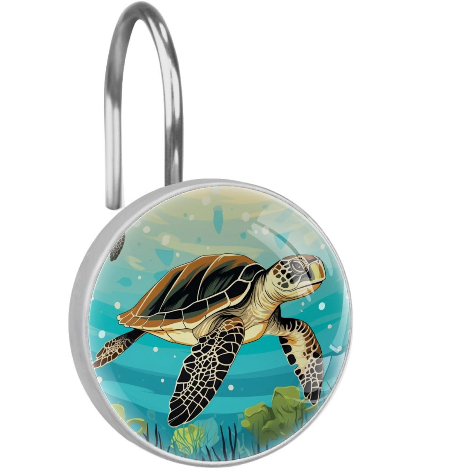 HemaKayy 12 Pcs Decorative Shower Curtain Hooks - Stainless Steel Rings for Bathroom Décor - Easy Glide & Secure Hold - Perfect Decoration for Bathroom Shower Rods - Ocean Sea Turtle