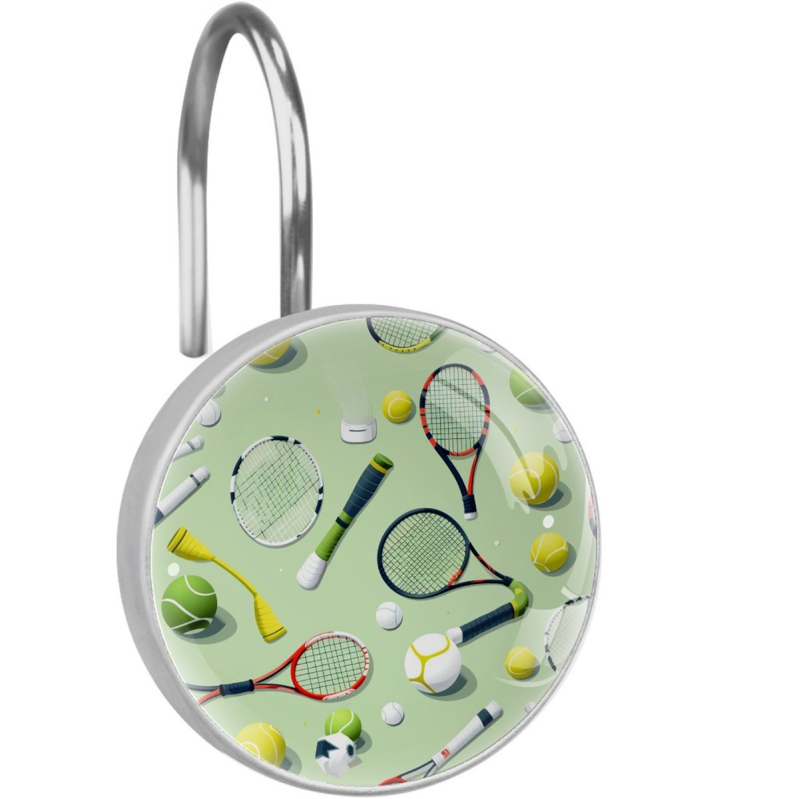 HemaKayy 12 Pcs Decorative Shower Curtain Hooks - Stainless Steel Rings for Bathroom Décor - Easy Glide & Secure Hold - Perfect Decoration for Bathroom Shower Rods - Tennis Balls