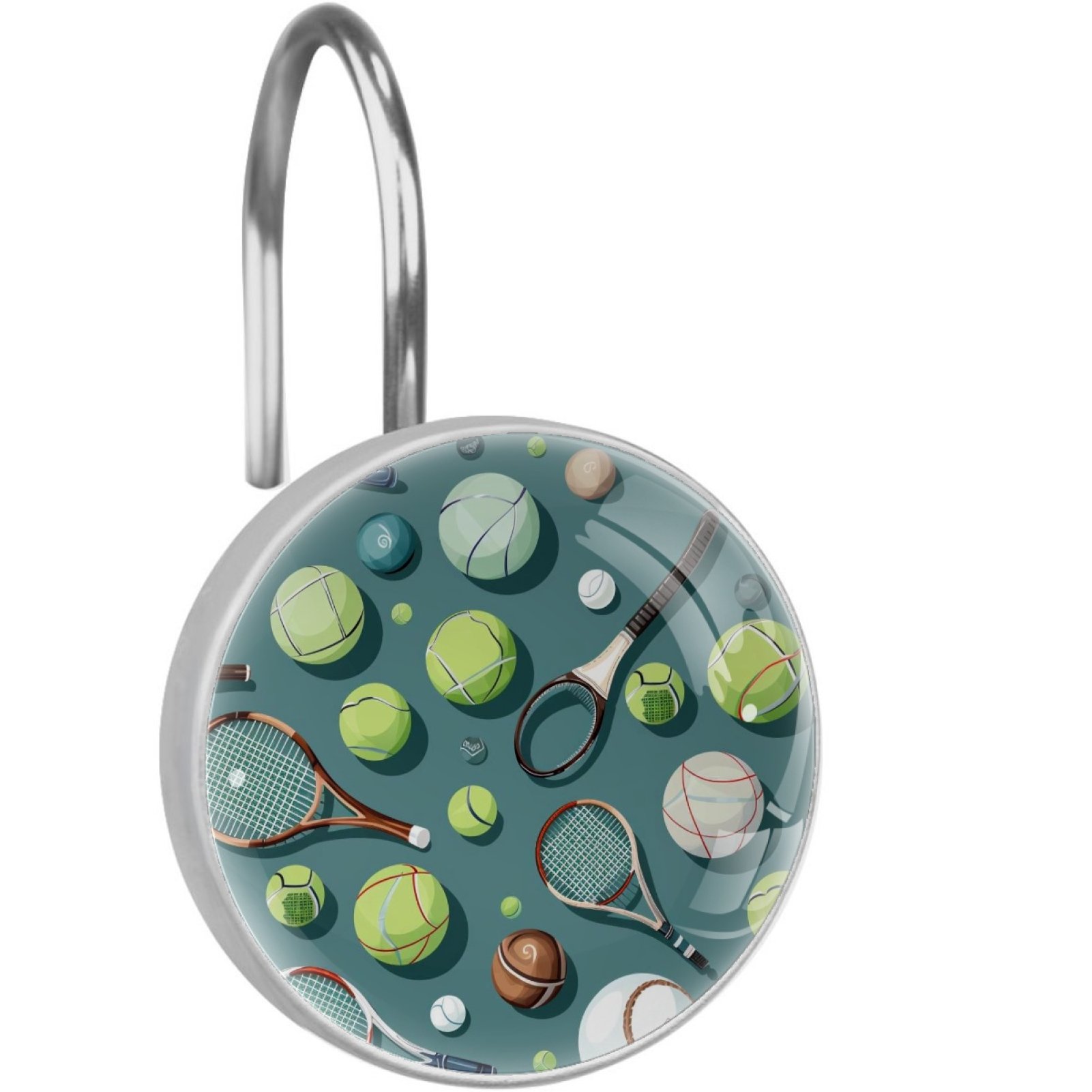 HemaKayy 12 Pcs Decorative Shower Curtain Hooks - Stainless Steel Rings for Bathroom Décor - Easy Glide & Secure Hold - Perfect Decoration for Bathroom Shower Rods - Tennis Balls