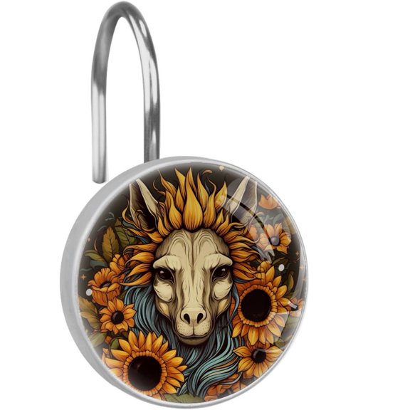 HemaKayy 12 Pcs Decorative Shower Curtain Hooks - Stainless Steel Rings for Bathroom Dcor - Easy Glide & Secure Hold - Perfect Decoration for Bathroom Shower Rods - Fantasy Unicorn