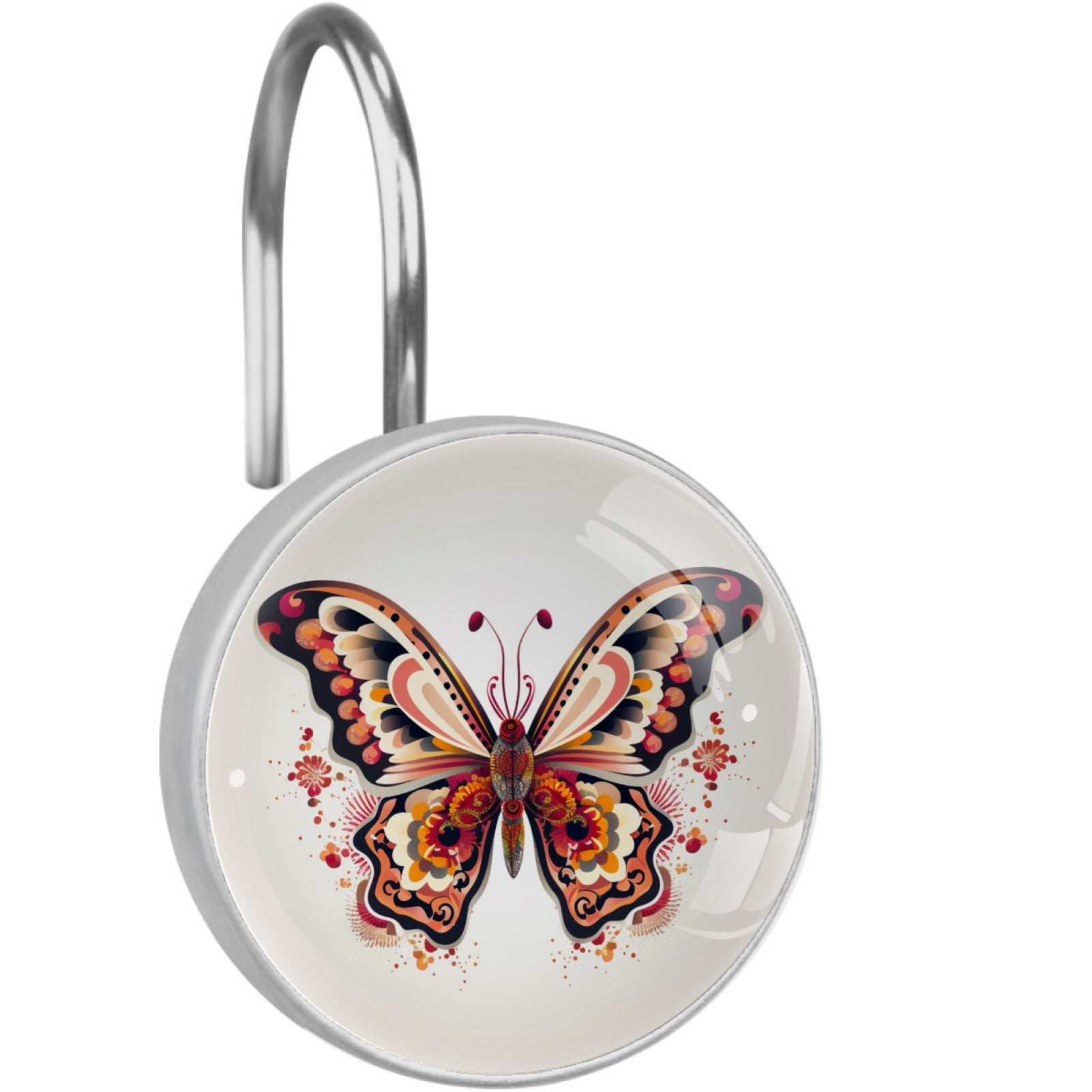 HemaKayy 12 Pcs Decorative Shower Curtain Hooks - Stainless Steel Rings for Bathroom Décor - Easy Glide & Secure Hold - Perfect Decoration for Bathroom Shower Rods - Mysteriou Butterfly