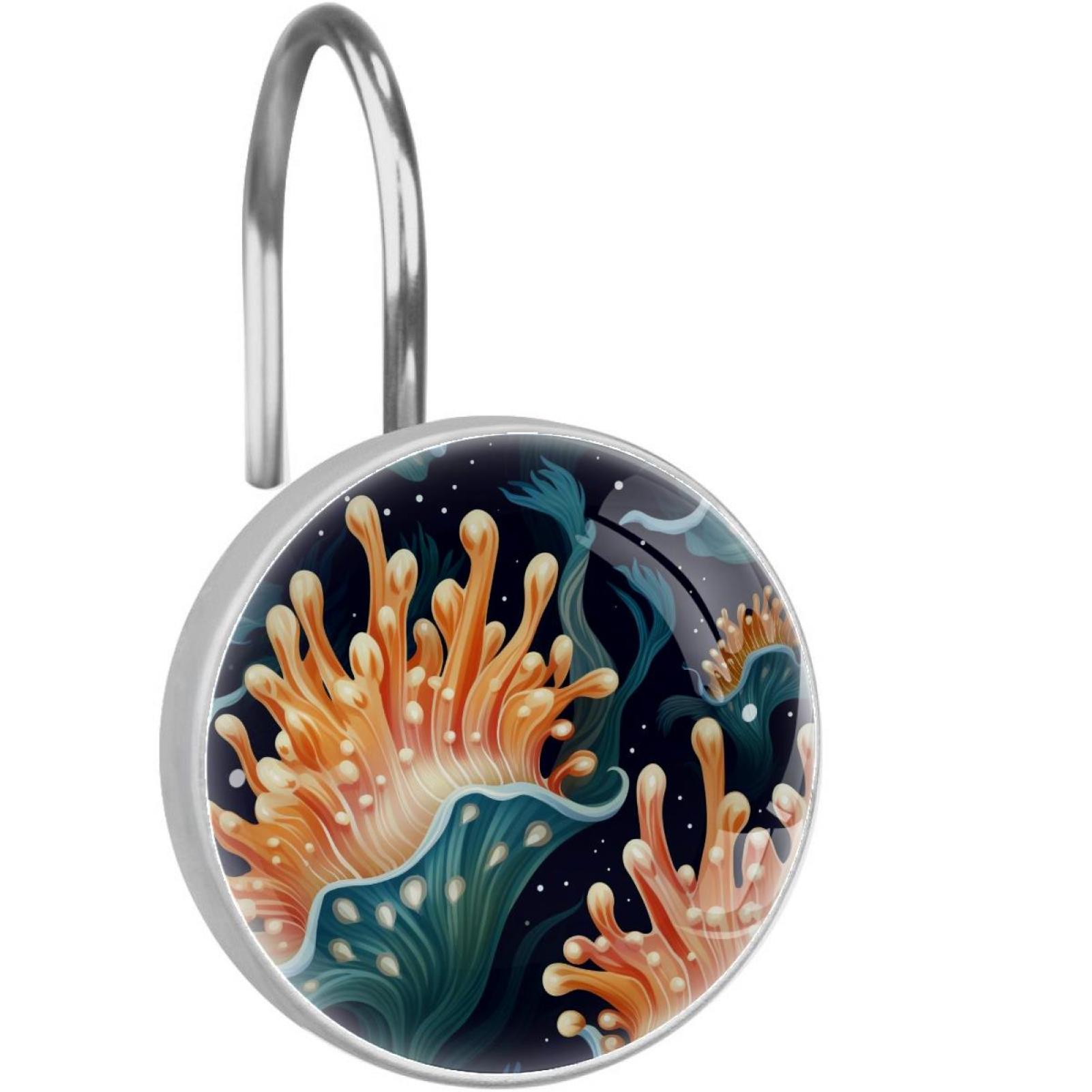 HemaKayy 12 Pcs Decorative Shower Curtain Hooks - Stainless Steel Rings for Bathroom Décor - Easy Glide & Secure Hold - Perfect Decoration for Bathroom Shower Rods - Ocean Sea Slug