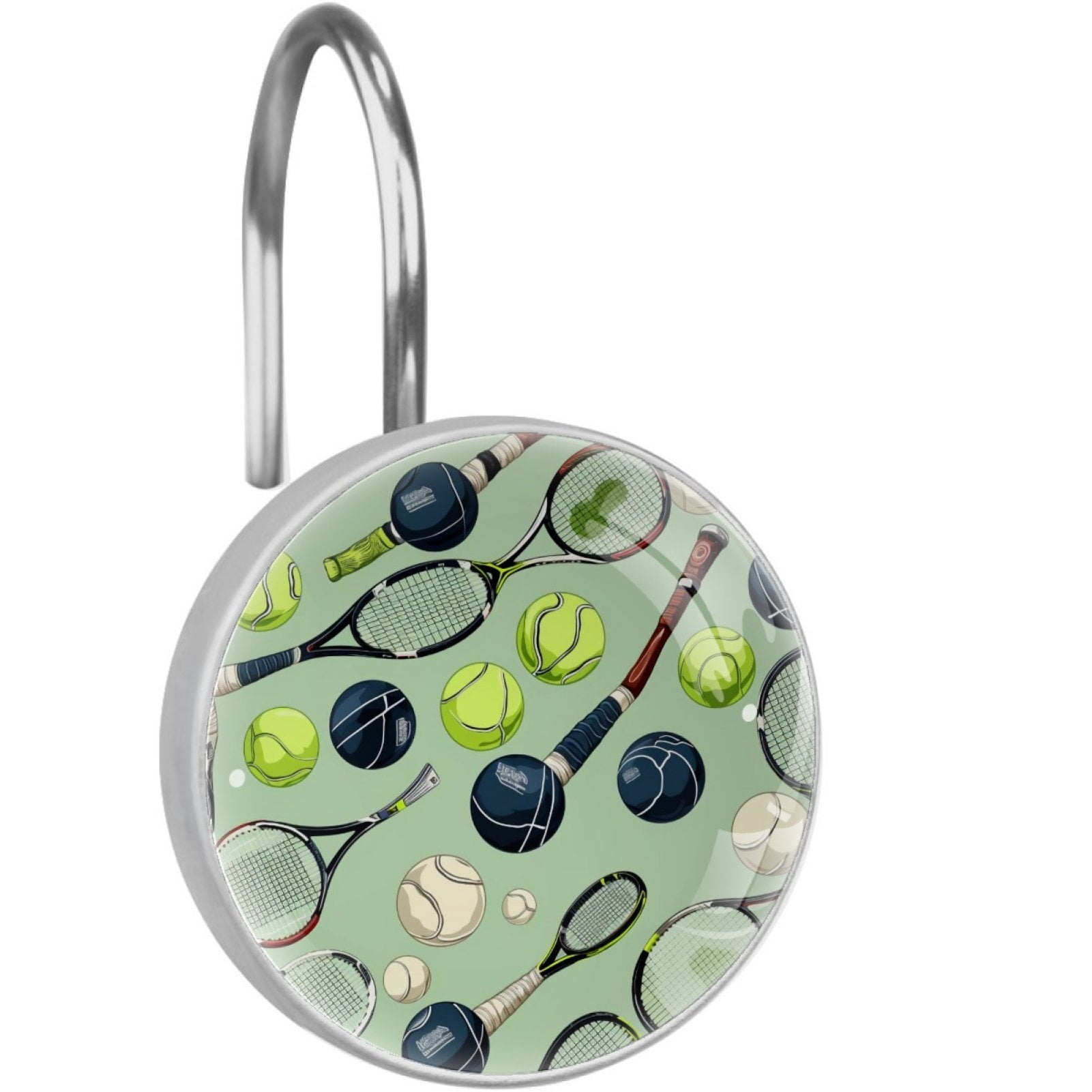 HemaKayy 12 Pcs Decorative Shower Curtain Hooks - Stainless Steel Rings for Bathroom Décor - Easy Glide & Secure Hold - Perfect Decoration for Bathroom Shower Rods - Tennis Balls