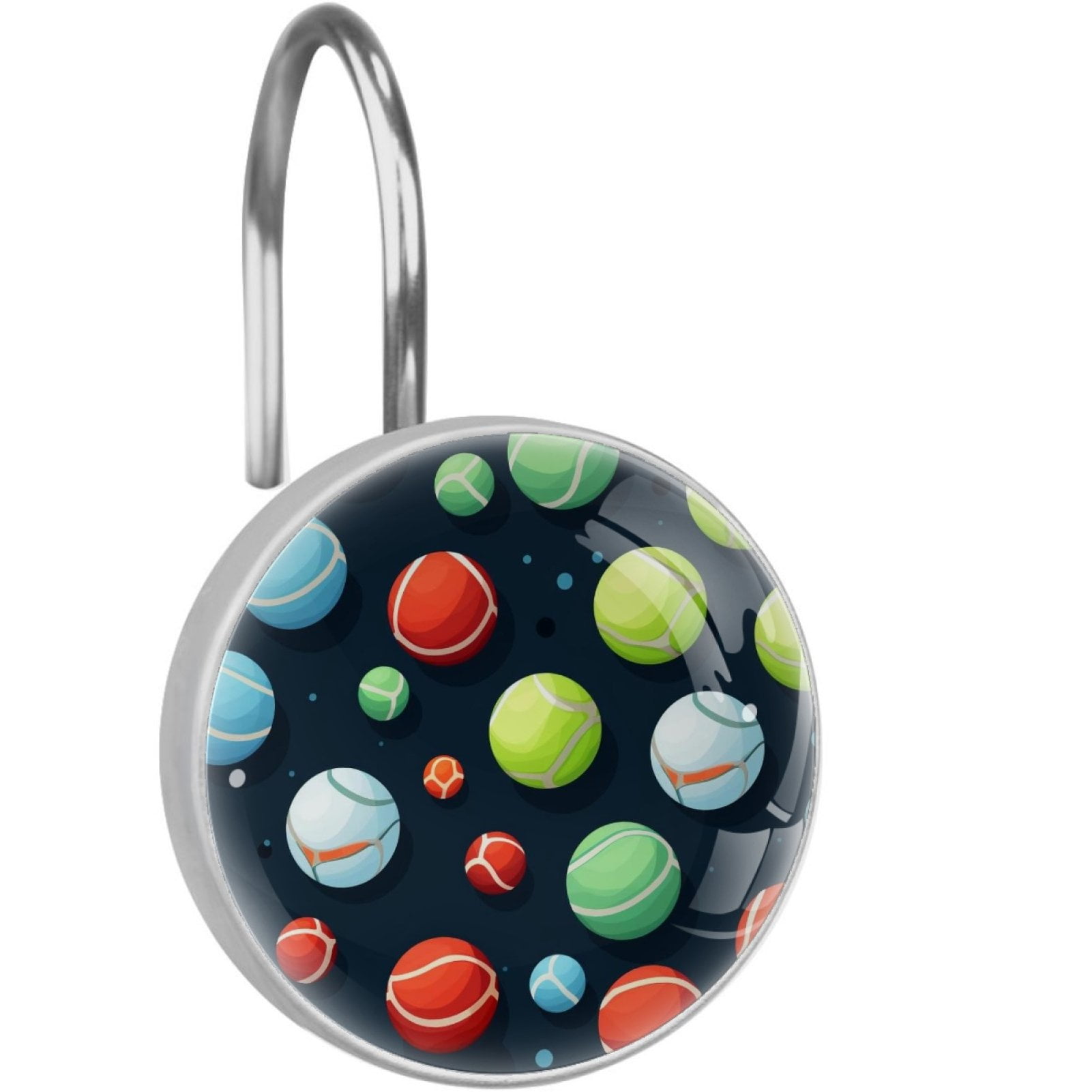 HemaKayy 12 Pcs Decorative Shower Curtain Hooks - Stainless Steel Rings for Bathroom Décor - Easy Glide & Secure Hold - Perfect Decoration for Bathroom Shower Rods - Tennis Balls