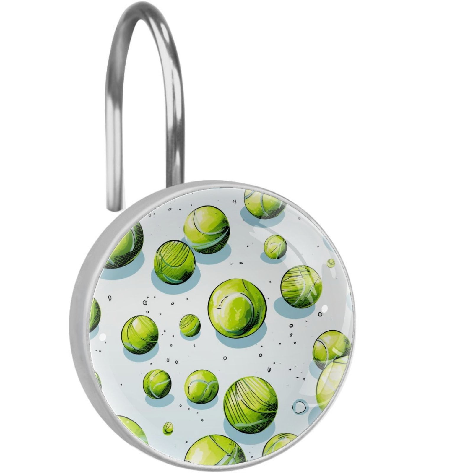 HemaKayy 12 Pcs Decorative Shower Curtain Hooks - Stainless Steel Rings for Bathroom Décor - Easy Glide & Secure Hold - Perfect Decoration for Bathroom Shower Rods - Tennis Balls