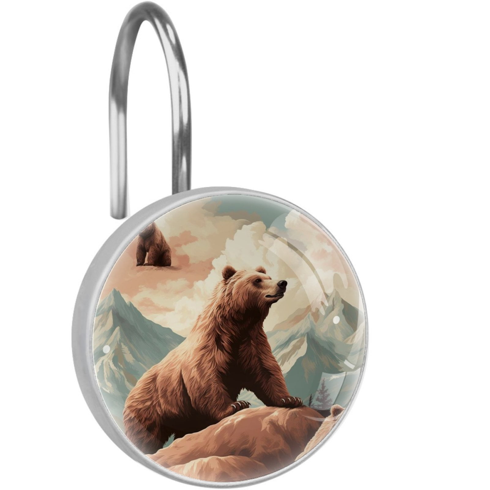 HemaKayy 12 Pcs Decorative Shower Curtain Hooks - Stainless Steel Rings for Bathroom Decor - Easy Glide & Secure Hold - Perfect Decoration for Bathroom Shower Rods - Animal Bear