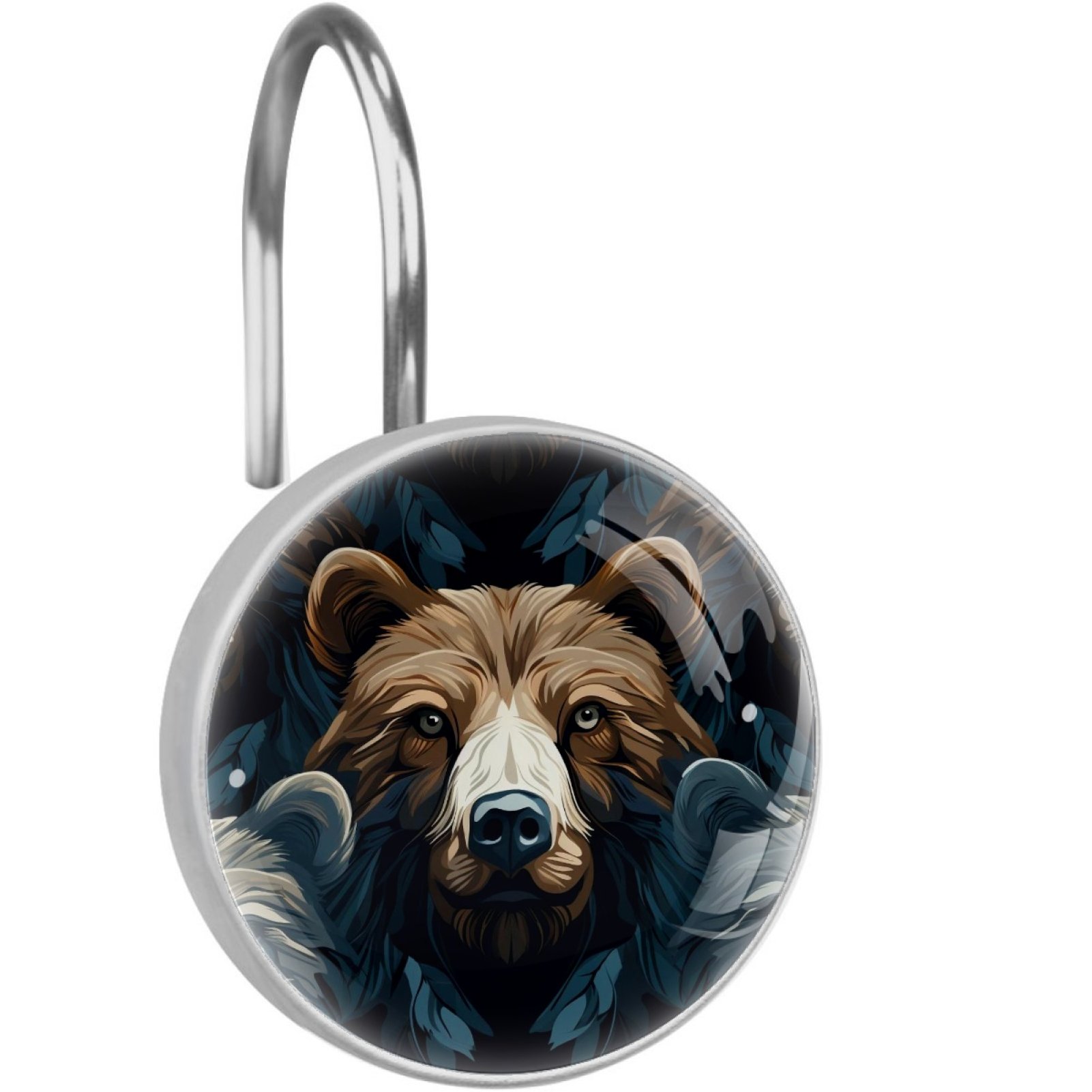 HemaKayy 12 Pcs Decorative Shower Curtain Hooks - Stainless Steel Rings for Bathroom Decor - Easy Glide & Secure Hold - Perfect Decoration for Bathroom Shower Rods - Animal Bear
