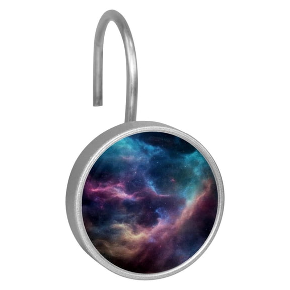 HemaKayy 12 Pcs Shower Curtain Hooks Bathroom Decorative Accessories Colorful galaxy