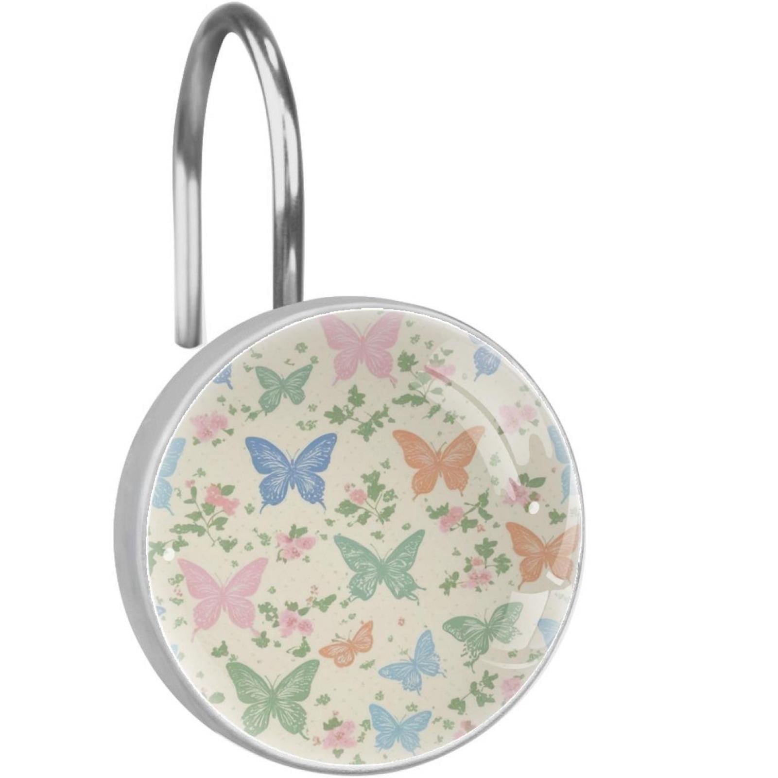 HemaKayy 12 Pcs Shower Curtain Hooks Bathroom Decorative Accessories Cute Seal Butterfly