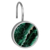 HemaKayy 12 Pcs Shower Curtain Hooks Bathroom Decorative Accessories Emerald Marble Green