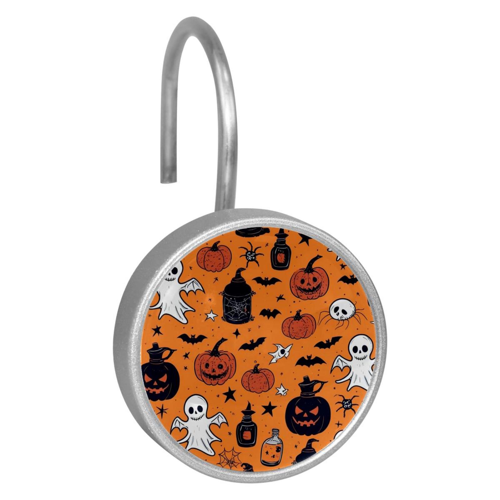 HemaKayy 12 Pcs Shower Curtain Hooks Bathroom Decorative Accessories Halloween Spider Web Magic