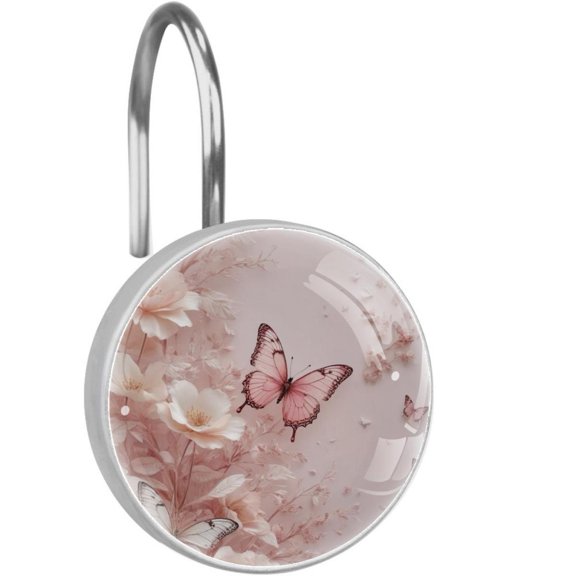HemaKayy 12 Pcs Shower Curtain Hooks Bathroom Decorative Accessories Paper Cuttings Iris