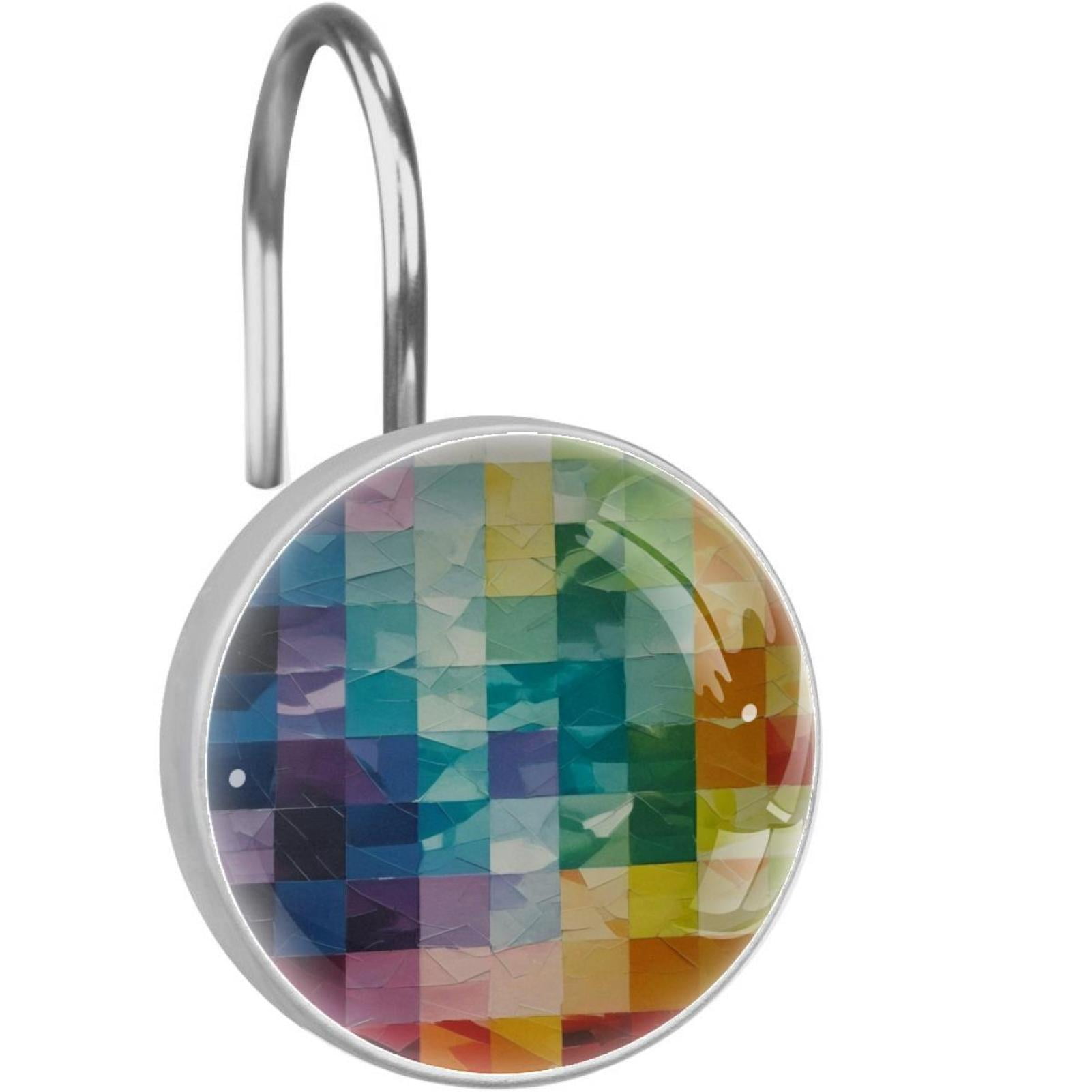 HemaKayy 12 Pcs Shower Curtain Hooks Bathroom Decorative Accessories Rainbow Fragments